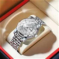 POEDAGAR Men's Luxury Diamond Bezel Quartz Watch
