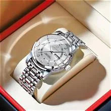 POEDAGAR Men's Luxury Diamond Bezel Quartz Watch