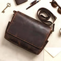 Men's Vintage Crazy Horse Leather Briefcase And Laptop Messenger Bag