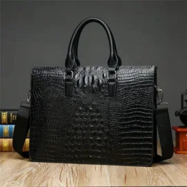 Obsidian Croc Embossed Executive BriefcaseClassy