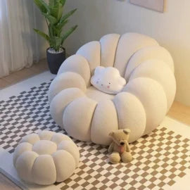 Pumpkin-Shaped Boucle Single Sofa Lounge Chair