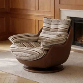 Striped Swivel Lounge Chair